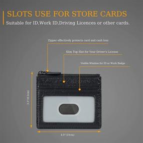 img 2 attached to 🔒 AslabCrew Slim Minimalist RFID Blocking Leather Zipper Wallet: The Ultimate Security and Style for Men and Women