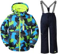 big boy's thicken warm hooded snowsuit: waterproof ski jacket and pants set logo