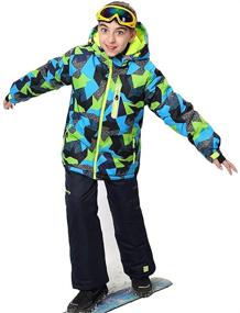 img 2 attached to Теплый утепленный комбинезон для крупного мальчика с капюшоном: водонепроницаемый комплект куртки и штанов для катания на лыжах