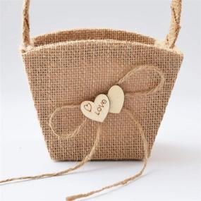 img 1 attached to 🌸 ATAILOVE Set of 2 Burlap Wedding Flower Girl Baskets with Double Love Heart, Bowknot, Ideal for Vintage Rustic Weddings
