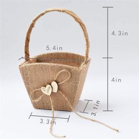 img 2 attached to 🌸 ATAILOVE Set of 2 Burlap Wedding Flower Girl Baskets with Double Love Heart, Bowknot, Ideal for Vintage Rustic Weddings