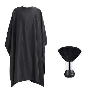 img 4 attached to 💇 Premium Barber Cape Set with Snap Closure, Hair Styling Cape, and Neck Duster Brush - Ideal for Salon and Home Use