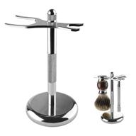 efficient silver stainless steel razor and brush stand holder - shaver kit organizer for bathroom shower by linkidea logo