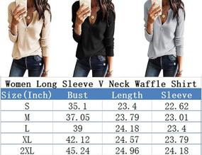 img 1 attached to 👚 iChunhua Women's V-Neck Waffle Knit Thermal Tunic Tops - Loose-Fitting with Long Sleeves