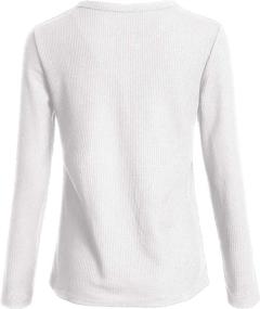 img 2 attached to 👚 iChunhua Women's V-Neck Waffle Knit Thermal Tunic Tops - Loose-Fitting with Long Sleeves