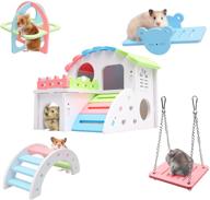 🐹 enhanced syrian hamster toys set: large hamster house, gerbil hideout, seesaw, guinea pig exercise toys, rainbow bridge, swing, and more! logo
