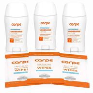 🚗 carpe underarm antiperspirant and deodorant: pack of 3 with 3 free on-the-go wipes - powerful sweat protection bundle logo