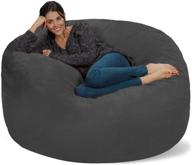 🪑 giant 5' memory foam bean bag chair: chill sack - big sofa with soft micro fiber cover - charcoal logo