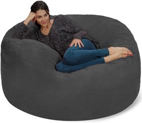 img 2 attached to 🪑 Giant 5' Memory Foam Bean Bag Chair: Chill Sack - Big Sofa with Soft Micro Fiber Cover - Charcoal