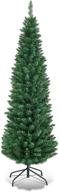 🎄 goplus 6ft pencil christmas tree: artificial slim tree with 400 branch tips, premium pvc needles, sturdy metal stand, unlit xmas tree for home, office, shops, and hotels логотип