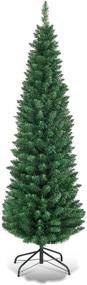 img 4 attached to 🎄 Goplus 6FT Pencil Christmas Tree: Artificial Slim Tree with 400 Branch Tips, Premium PVC Needles, Sturdy Metal Stand, Unlit Xmas Tree for Home, Office, Shops, and Hotels