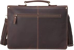 img 1 attached to 👜 Сумка-мессенджер Polare 16" из полнозернистой кожи: идеальная рабочая сумка для мужчин с молниями YKK