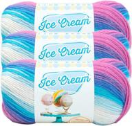 мягкая и сладкая: пряжа для детского вязания lion brand yarn 🍦 ice cream, цвет moon mist - 3 пакета логотип