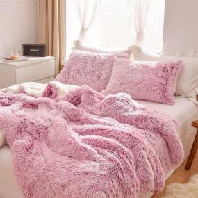 img 2 attached to 🛏️ Joyreap Plush Shaggy Comforter Set - Twin Size, Luxury Faux Fur Velvet Bedding (Pink and White, 68x86 inches) - All Season