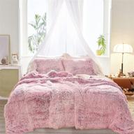 🛏️ joyreap plush shaggy comforter set - twin size, luxury faux fur velvet bedding (pink and white, 68x86 inches) - all season logo