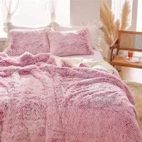 img 3 attached to 🛏️ Joyreap Plush Shaggy Comforter Set - Twin Size, Luxury Faux Fur Velvet Bedding (Pink and White, 68x86 inches) - All Season