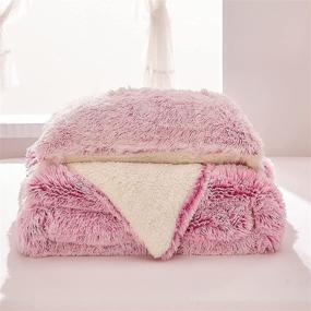 img 1 attached to 🛏️ Joyreap Plush Shaggy Comforter Set - Twin Size, Luxury Faux Fur Velvet Bedding (Pink and White, 68x86 inches) - All Season