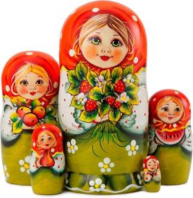 img 4 attached to MUARO Russian Matryoshka Stacking Dolls - Handmade Novelty & Gag Toys - Nesting Doll Set