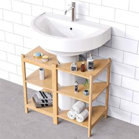 img 2 attached to Bamboo 3 Tier Corner Shelf: Free 🎍 Standing Storage Organizer for Bathroom, Living Room, and Kitchen