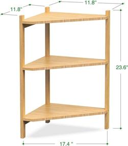 img 1 attached to Bamboo 3 Tier Corner Shelf: Free 🎍 Standing Storage Organizer for Bathroom, Living Room, and Kitchen