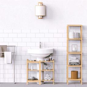 img 3 attached to Bamboo 3 Tier Corner Shelf: Free 🎍 Standing Storage Organizer for Bathroom, Living Room, and Kitchen