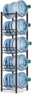 5 tier stainless steel water cooler jug rack: heavy duty and detachable water bottle storage shelf organizer for home office, kitchen, and breakroom logo