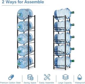 img 2 attached to 5 Tier Stainless Steel Water Cooler Jug Rack: Heavy Duty and Detachable Water Bottle Storage Shelf Organizer for Home Office, Kitchen, and Breakroom