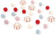 🎄 peppermint felt ball garland - glaciart one christmas decoration handcrafted with natural wool - charming hanging décor for christmas tree, mantel, kids bedroom, living room, nursery - long 7-foot length logo