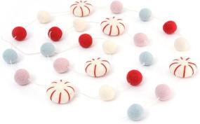 img 4 attached to 🎄 Peppermint Felt Ball Garland - Glaciart One Christmas Decoration Handcrafted with Natural Wool - Charming Hanging Décor for Christmas Tree, Mantel, Kids Bedroom, Living Room, Nursery - Long 7-Foot Length