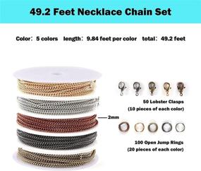 img 3 attached to 📿 Premium 49.2 Feet Necklace Chains: Happy Makers 2mm Brass Plated Jewelry Making Chains with 50 Lobster Clasps and 100 Open Jump Rings in Bulk - Ideal for Women and Men's DIY Jewelry Crafts, 5 Colors Available