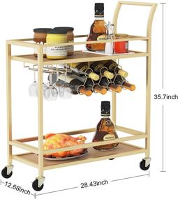 img 1 attached to 🍷 Wine Bar Serving Cart: Stylish Wine Trolley with Wheels and Storage for Kitchen, Club, Living Room & More