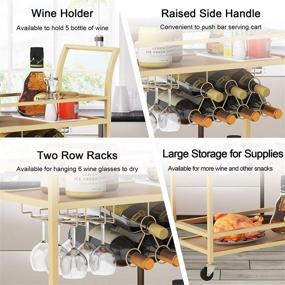 img 3 attached to 🍷 Wine Bar Serving Cart: Stylish Wine Trolley with Wheels and Storage for Kitchen, Club, Living Room & More