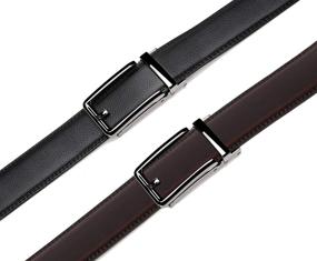 img 1 attached to Premium Ratchet Leather Sliding Buckle: Adjustable Men's Accessories for Trendy Style