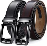 premium ratchet leather sliding buckle: adjustable men's accessories for trendy style logo