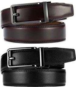 img 2 attached to Premium Ratchet Leather Sliding Buckle: Adjustable Men's Accessories for Trendy Style