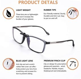 img 2 attached to 🕶️ FONHCOO Clip-on Blue Light Blocking Glasses: Night Driving Sunglasses for Women & Men (2 Pack)