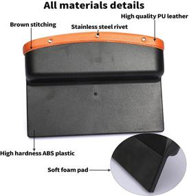 img 1 attached to 🚗 Premium PU Leather Car Seat Pockets - Console Side Organizer, Gap Filler Catch Caddy with Non-Slip Mat - 9.2x6.5x2.1 inch, Brown and Black (Pack of 2) by Powertiger