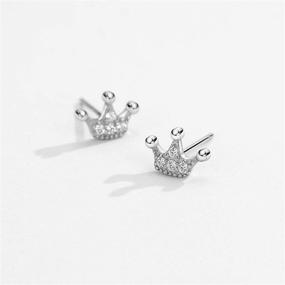 img 2 attached to 👑 Sterling Silver Princess Crown Earrings: Exquisite Girls' Jewelry & Earrings