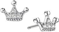 👑 sterling silver princess crown earrings: exquisite girls' jewelry & earrings logo