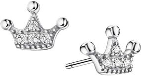 img 4 attached to 👑 Sterling Silver Princess Crown Earrings: Exquisite Girls' Jewelry & Earrings