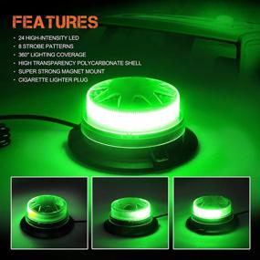 img 3 attached to High-Intensity Green Rooftop Strobe Beacon Lights for Vehicles - Primelux Automotive Emergency Strobe Lights, Mini Light Bar with 24 LEDs, 8 Flash Modes, and Strong Magnetic Mount for Trucks and Cars