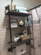 🛁 rustic industrial pipe shelf: 19.6in wood floating shelves with towel bar for bathroom storage and farmhouse style décor logo