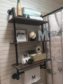 img 4 attached to 🛁 Rustic Industrial Pipe Shelf: 19.6in Wood Floating Shelves with Towel Bar for Bathroom Storage and Farmhouse Style Décor