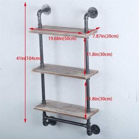 img 2 attached to 🛁 Rustic Industrial Pipe Shelf: 19.6in Wood Floating Shelves with Towel Bar for Bathroom Storage and Farmhouse Style Décor