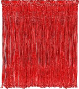 img 4 attached to 🎉 Tytroy 3x10 Metallic Red Tinsel Curtain Backdrop for Event Decoration - 1 Red Curtain