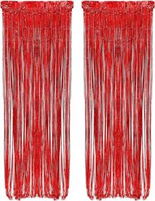 img 1 attached to 🎉 Tytroy 3x10 Metallic Red Tinsel Curtain Backdrop for Event Decoration - 1 Red Curtain