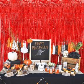 img 2 attached to 🎉 Tytroy 3x10 Metallic Red Tinsel Curtain Backdrop for Event Decoration - 1 Red Curtain