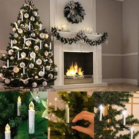 img 2 attached to 🕯️ HANNAHONG Pack of 10 LED Flameless Taper Candles with Remote Control, Dimmable Flickering Effect, Battery Operated, Clip-on Lights for Stick Candelabra, Wreath, and Christmas Tree Décor