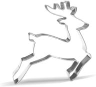 🦌 delightful stainless steel leaping reindeer cookie cutter - 5.1 inch logo