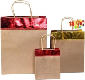 img 4 attached to Christmas Kraft Gift Bags, Red & Gold Foil Assortment, Set of 18, Paper Bags